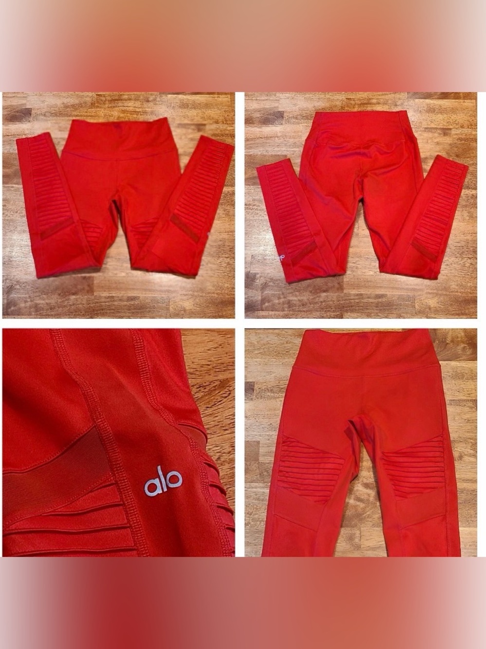 ALO Yoga High-Waist Moto Leggings Scarlet Red Size S
Ribbed Mesh Panel